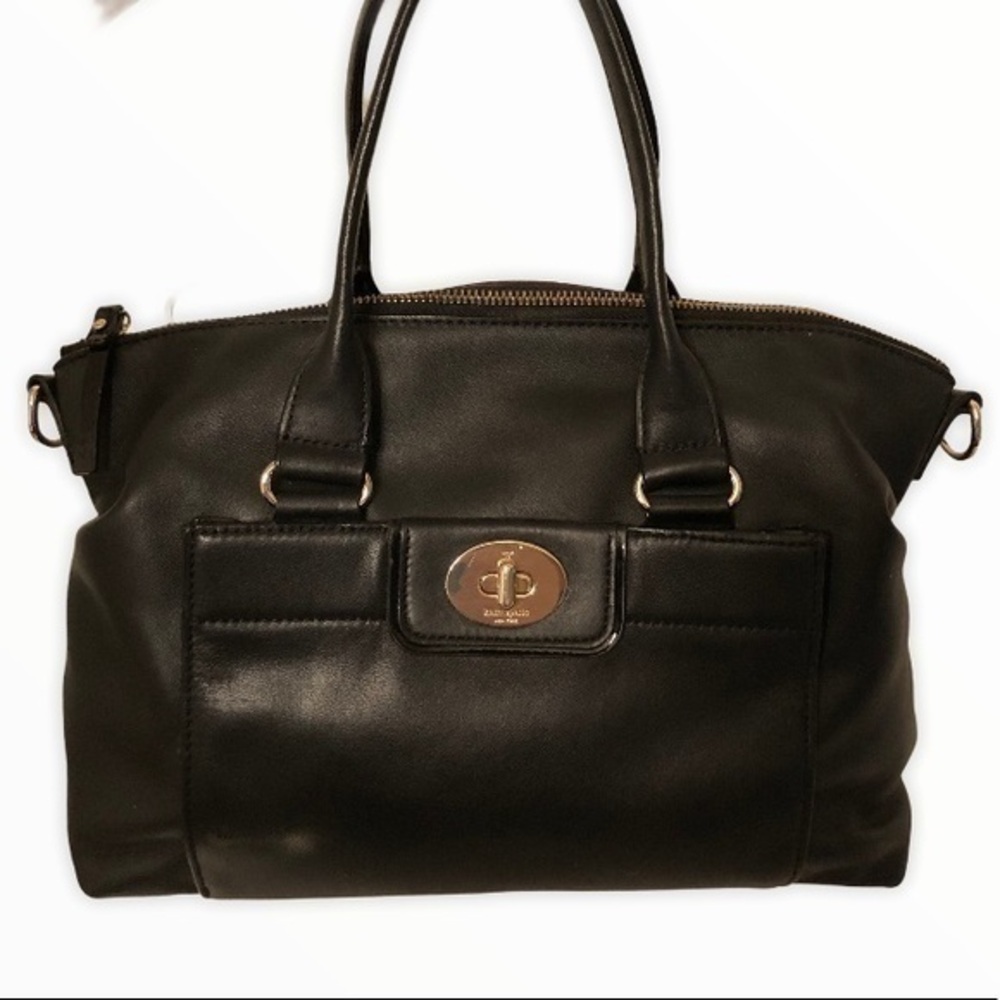 Kate spade black leather turnlock satchel bag